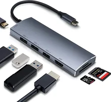 

USB C Adapter, USB C Hub, 7 in 1 Type C Adapter with 4k HDMI Port, 3 USB 3.0 USB