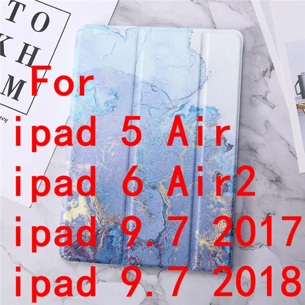 blue Для iPad 9,7 чехол ТПУ Мрамор из кожи с натуральным лицевым покрытием смарт-крышка для iPad 5/6 Air 2 Mini 1/2/3, iPad 2/3/4 Pro 10,5 мини 4/5 чехол - Цвет: blue