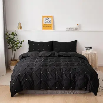 

Black Quilt Cover Sets Bedding Set With Pillowcase Soft Comforter Set Bedding Bed Cover Set PL01#