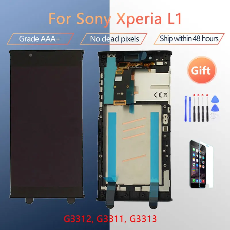 ЖК-экран для Sony Xperia L1 G3312 G3311 G3313 экран в сборе с передним сенсорным стеклом