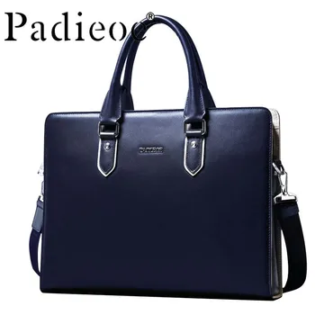 

New 2019 high quality briefcase genuine cow leather messenger bag new fashion business bag male luxury brand bag free shipping