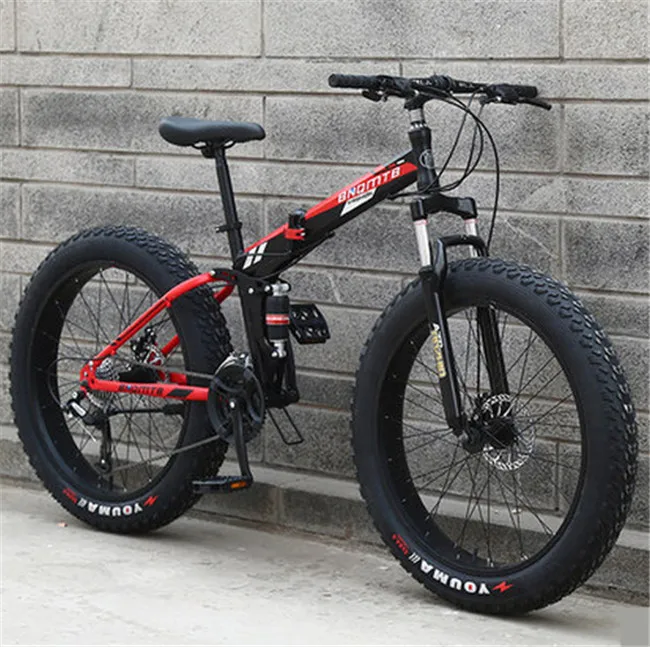black red X-Front бренд 24/26 4,0 жира колесо 7/21/24/2 7 speed ЧЕТЫРЕ-link soft хвост каркас складной горный велосипед MTB Велоспорт велосипед - Цвет: black red