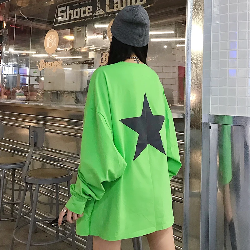 Женские футболки, топы, японские Kawaii, для девушек, Ulzzang, с принтом, светоотражающие, с длинным рукавом, футболка, женская, Harajuku, одежда для женщин