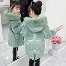 Детская зимняя куртка для девочек, детские теплые пальто с капюшоном хлопковая теплая длинная корейская детская одежда с капюшоном для девочек