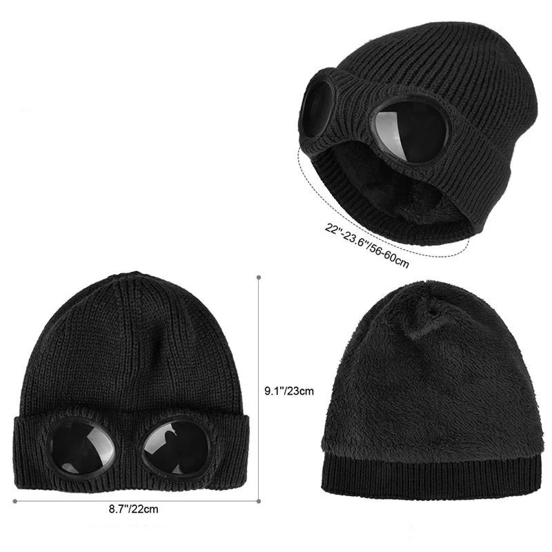 mens skully Men Women Winter Plus Plush Thicker Warmer Bonnet Ladies Casual Cap Acrylic Knitted Warm Goggles Hats Skullies Beanies R82 beanie skully hat