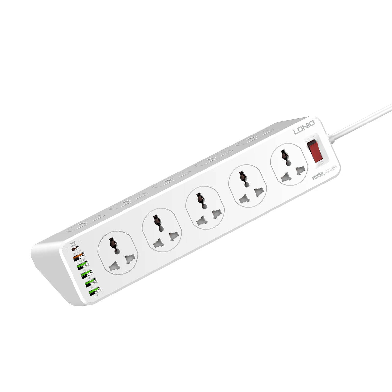 Ldnio SC10610 QC 3.0 PD Fast Charging Socket 2500W with 10 Sockets + 4 Usb Ports + 1 Type-C Pd Port + 1 Qc3.0 Port Desktop Extension Home Charger with 2M Cord 20 H35aee932abac4d9d8bb06a0b7654a164A