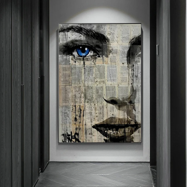Graffiti Woman Face Canvas Painting Figure Printed Poster and Prints Wall Pictures For Woman Face Living Room Home Decorations lye1413-16