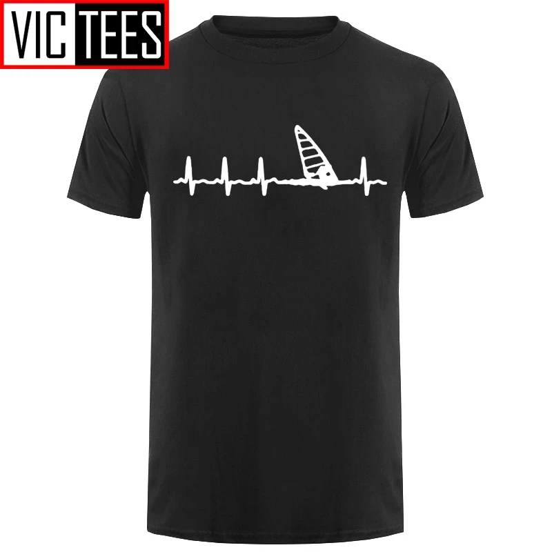 Men T Shirts Fashion Summer New O-neck T-Shirt Windsurfing Heartbeat T-Shirt 3D Print Tees Hip Hop Tops