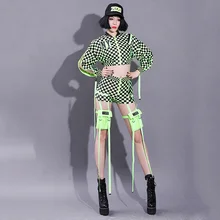 Зеленые джазовые танцевальные костюмы женские сексуальные диджейские рейв наряд для танцев на шесте одежда для выступлений для ночного клуба Gogo танцоры сценическая одежда DC3409