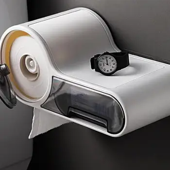 

Convenient Tissue Holder Practical Bathroom Tissue Storage Shelf Sucker Roll Paper Rack Storage Stand for Home Toilet