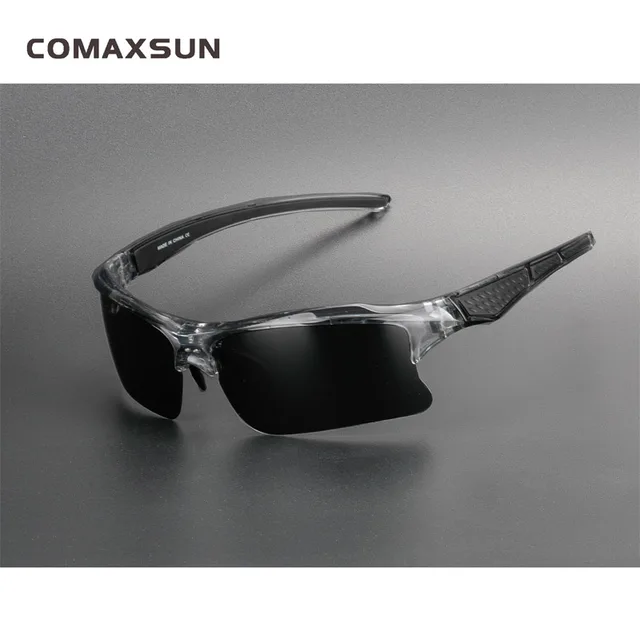 COMAXSUN Professional Polarized Cycling Glasses Bike Bicycle Goggles Driving Fishing Outdoor Sports Sunglasses UV 400 Tr90 Style 3 Gray Black