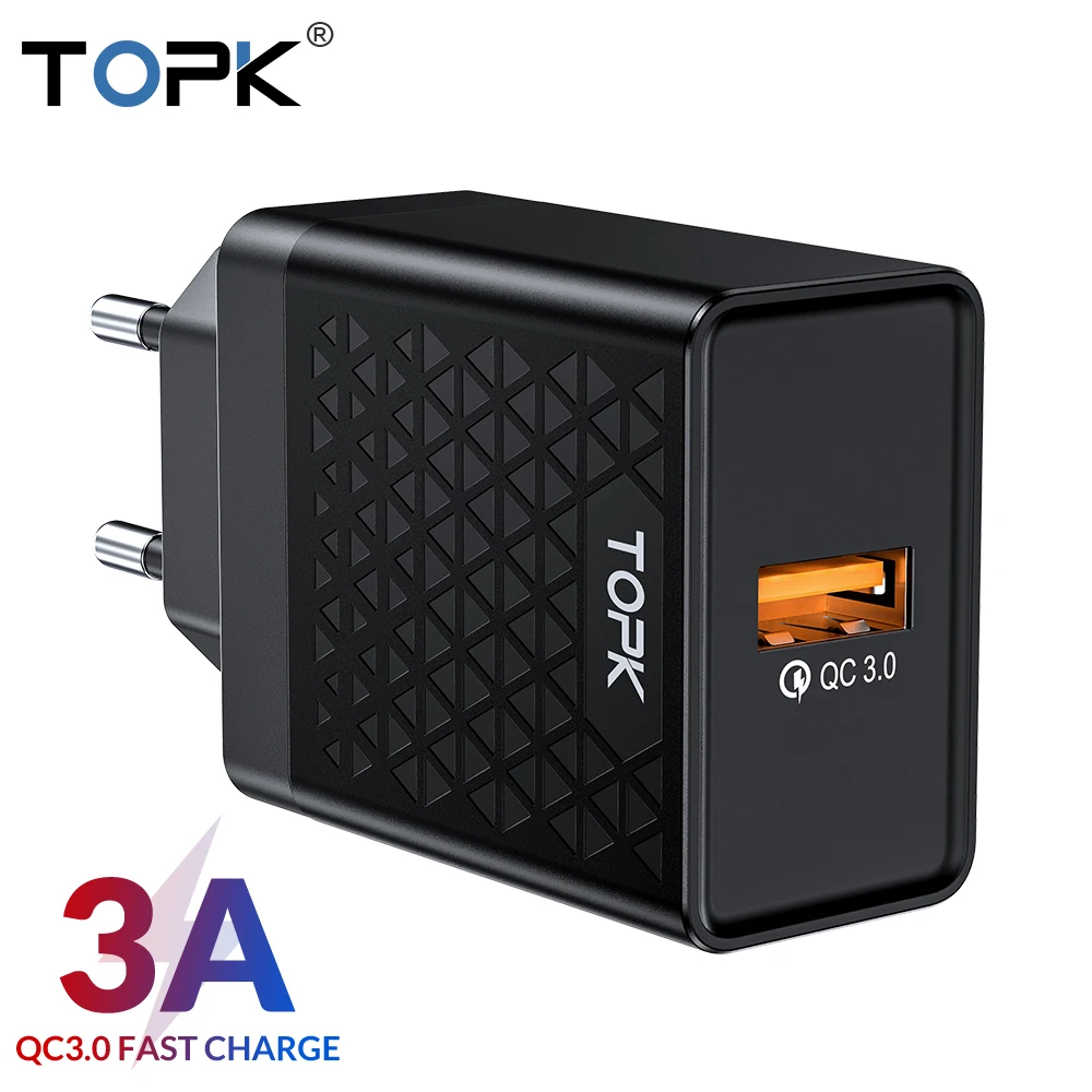 TOPK B154Q Quick Charge 3,0 USB зарядное устройство QC3.0 быстрое зарядное устройство USB зарядка для телефона адаптер с европейской вилкой для iPhone samsung Xiaomi huawei