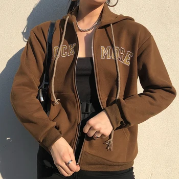 Casual Letter Embroidery Brown Plus