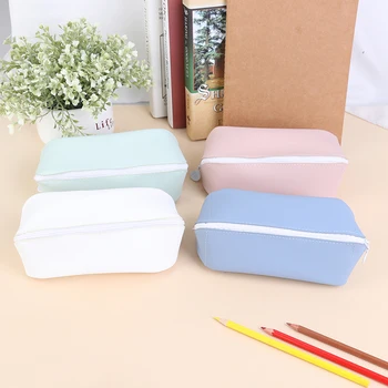 

PU Leather Pencil Case Cute Big Capacity Zipper Pencil Box For Girl Cosmetic Bag School Pencil Bag School Supplies Tools
