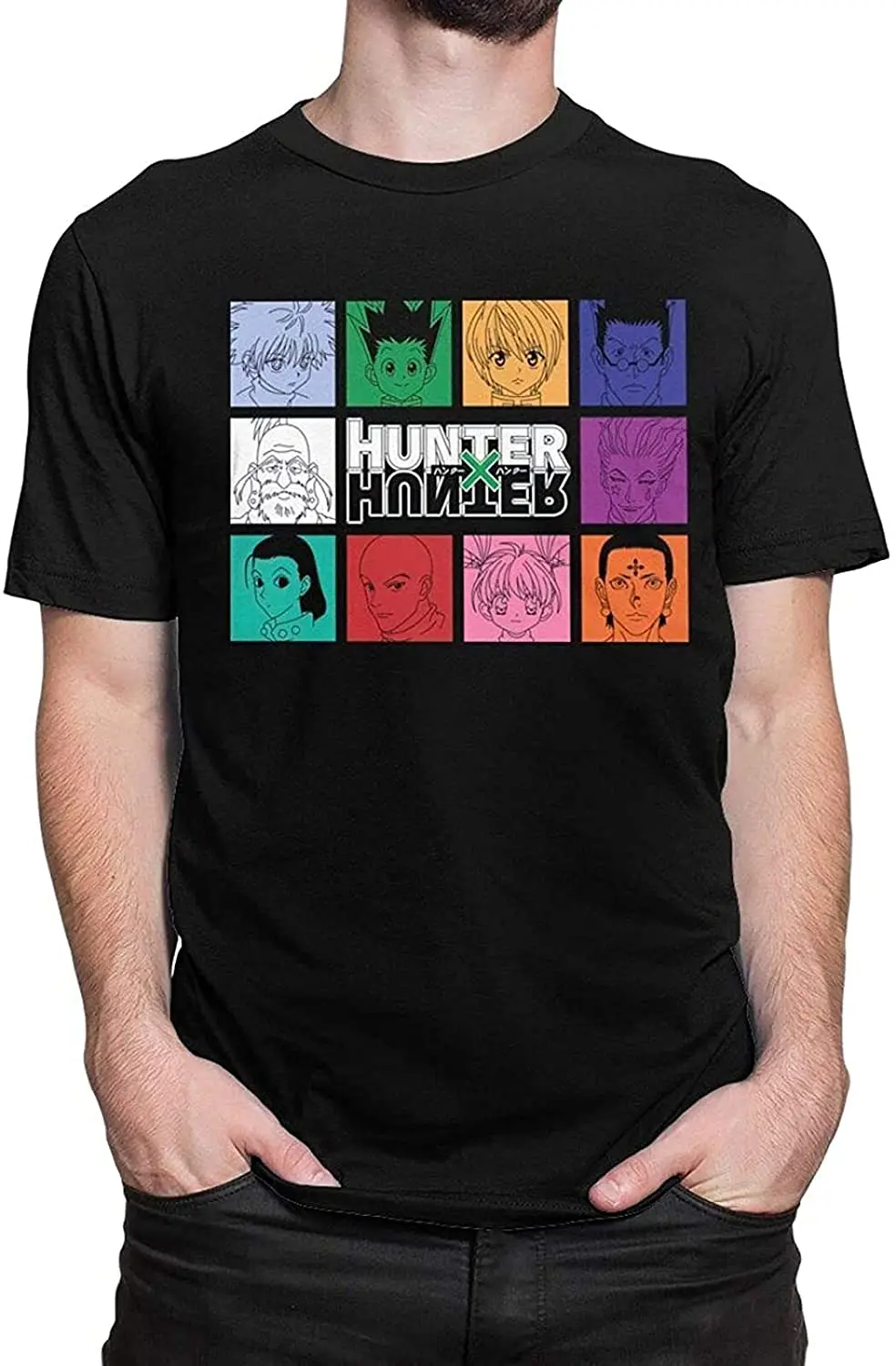 Hunter X Camisetas Унисекс Взрослые Algodón Crew Negro Casual | Мужская одежда