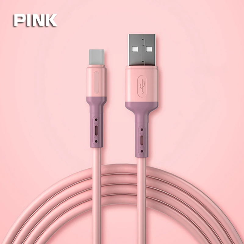 usb phone charger USB Type C Cable For Samsung S20 Liquid Silicone Data Cable USB C 3A Fast Charging For Huawei P40 Pro Xiaomi USB C Charger Wire iphone fast charger cable Cables