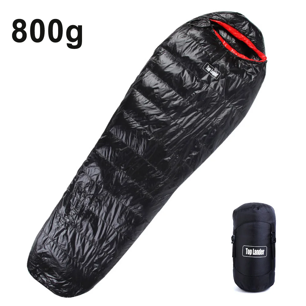 Outdoor Lightweight Mummy Sleeping Bag Winter Thermal Down Sleeping Sack Compact for Backpacking Camping Hiking - Цвет: 800g
