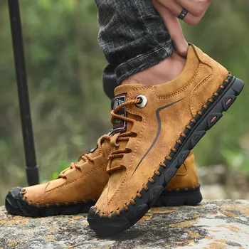 

men breathable hiking shoes genuine leather outdoor sport trekking shoes men climbing walking shoes hiking sneakers zapatillas