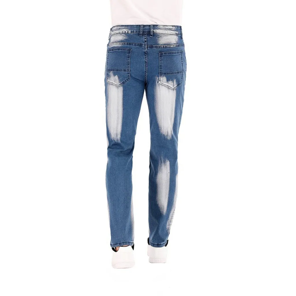KANCOOLD брюки, обтягивающие, на молнии, из полиэстера, мужские брюки, модные, одноцветные, джинсовые брюки, потертые джинсы, длинные, узкие брюки, Nov4