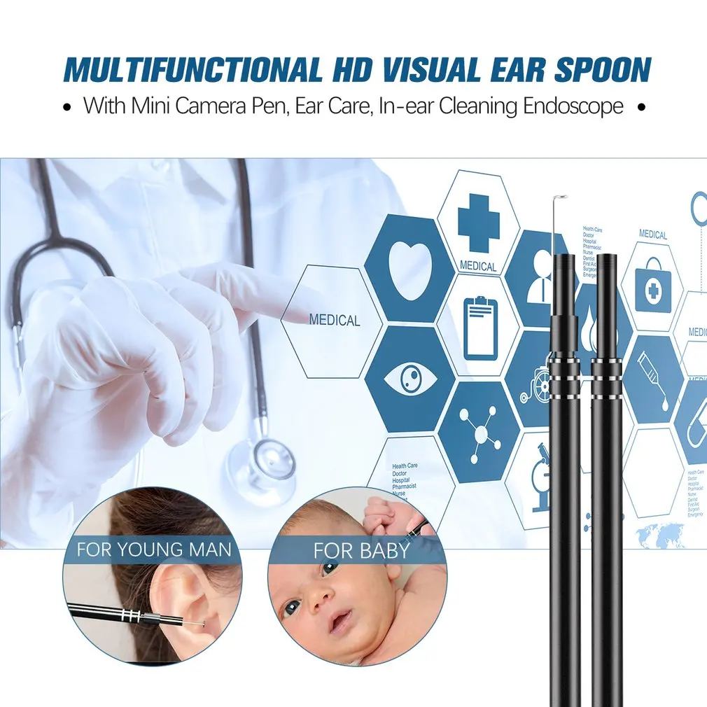 USB Ear Cleaning Tool HD Visual Ear Spoon Multifunction Earpick With Mini Camera Pen Ear Care In-ear Cleaning Endoscope Dropship