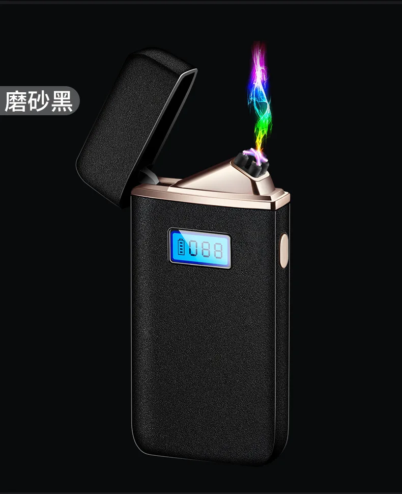 Креативная электрическая зажигалка с цифровым дисплеем, Электронные USB зажигалки, перезаряжаемая двойная дуговая плазменная зажигалка, гаджеты для мужчин
