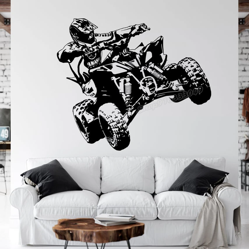 Vinyl Wall Decal Atv Quad Bike Quadrocycle Atv Race Motor Four Wheeler
