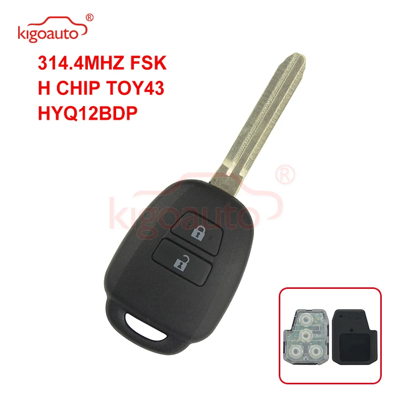 Kigoauto 89070-42880 DENSO HYQ12BDP Remote Key 314.4Mhz For Toyota 2 Button+H Chip