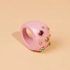 Fashion Big Diamond Women's Rings Luxury Minimalist Black Resin Punk Rings for Teen Girls Vintage Simple Pink Cute ring Jewelry ► Photo 3/6