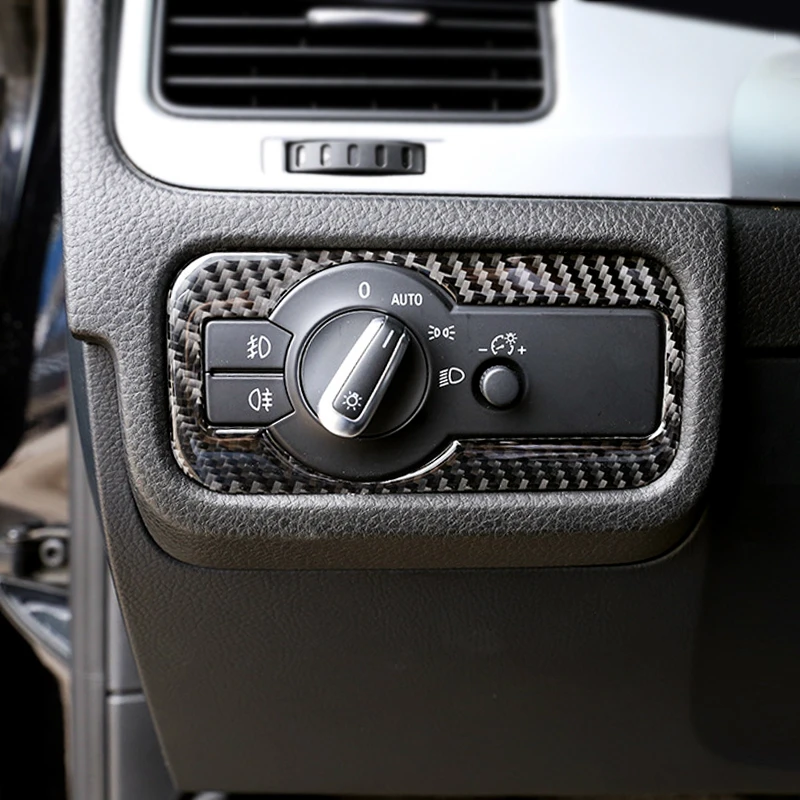 

Car Carbon Fiber Interior Headlight Switch Frame Cover Sticker Trim For VW Touareg 2011 2012 2013 2014 2015 2016 2017 2018