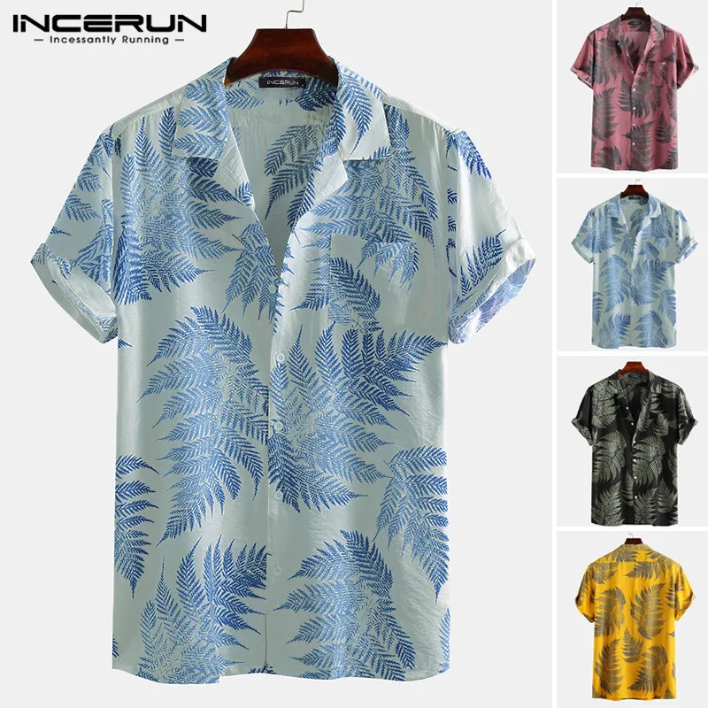 INCERUN Summer Printed Men Hawaiian Shirt Short Sleeve Lapel Casual Beach Tropical Shirts 2020 Holiday Camisas Hombre Streetwear INCERUN Summer Printed Men Hawaiian Shirt Short Sleeve Lapel Casual Beach Tropical Shirts 2020 Holiday Camisas Hombre Streetwear