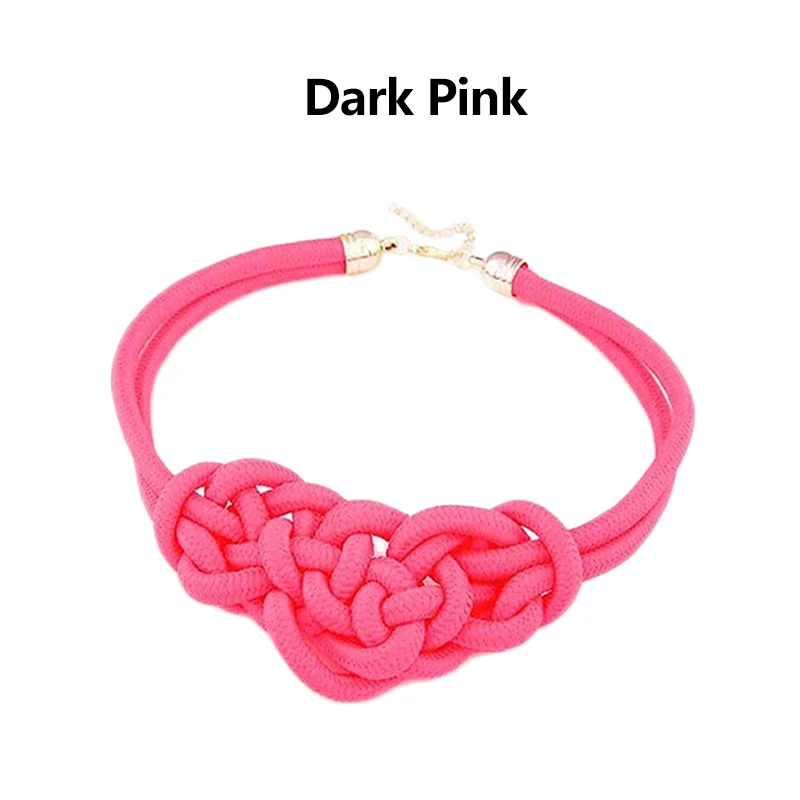 deep pink Новинка ручной работы тканый китайский узел из хлопчатобумажной веревки Флуоресцентный цвет ожерелье ручной вязки многоцветные Подвески китайские узлы - Окраска металла: deep pink