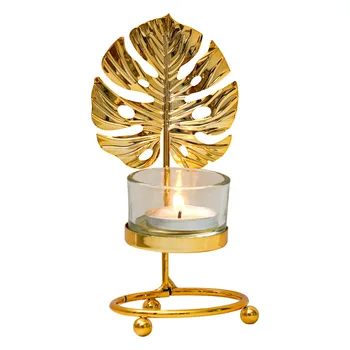 

Nordic Gold Metal Romantic Leaf Candle Holders Creative Wedding Iron Art Candelabra Decoration Portavelas Home Decoration EC50LZ