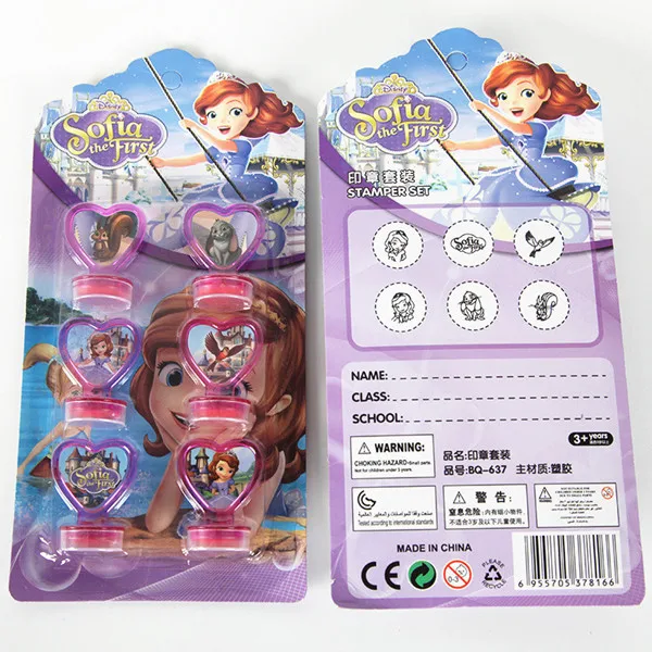 12pc/Lot Disney Princess Rings Acrylic Crystal Minnie Mouse Party Favors Frozen Kids Finger Rings Seal Stamper Kids DIY Gifts 1pc seal Sofia