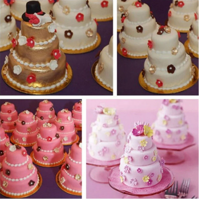 

DIY Mini Cake Pan Mold Aluminum Three-layer Round Baking Tier Cake Pans Baking Tools For Baking Steaming Serving M