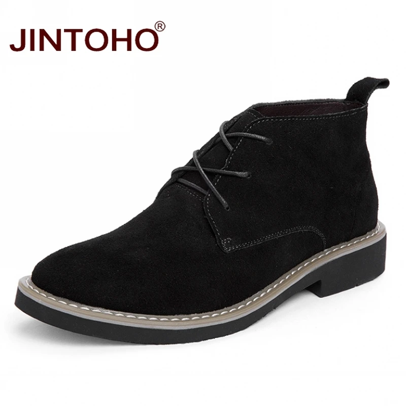 Высококачественные мужские ботинки JINTOHO из натуральной кожи модная мужская