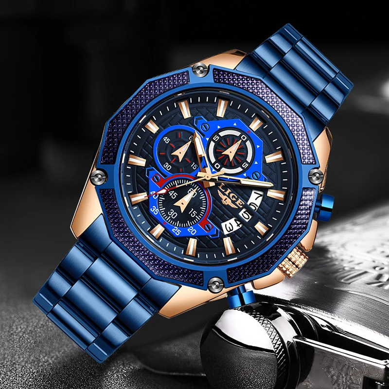 LIGE Neue Top Luxus Marke Herren Uhr Quartz mйnlichen Uhr einzigartige Sport Uhr mйnner Wasserdichte Voll Stahl Armbanduhr