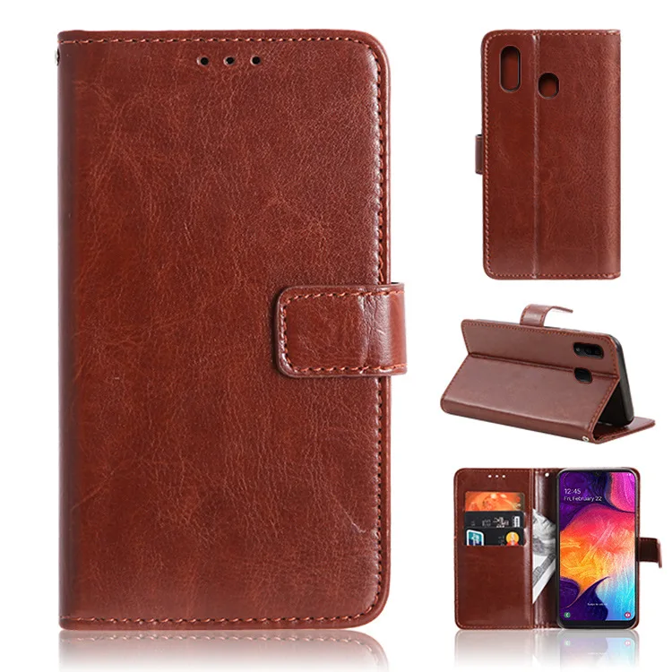 For Samsung Galaxy A20 Flip Phone Case For Samsung Galaxy A20 SM-A205F Cover Dustproof Anti-fall Deluxe PU Leather Case