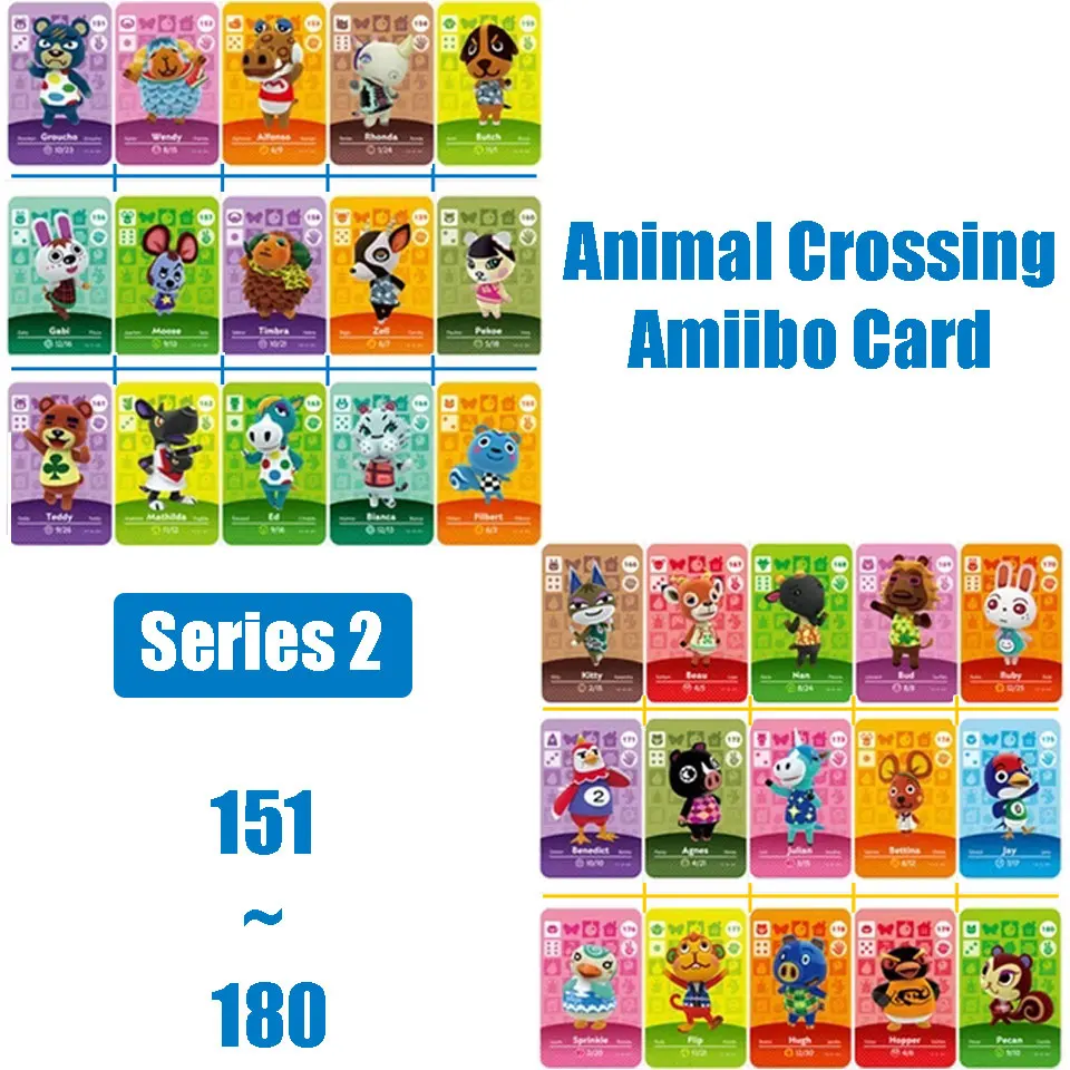 

151 to 180 Animal Crossing Amiibo Card NFC Card for nintendo switch NS Games Hot Villager Marshal Ankha Series 2 (151 to 180)