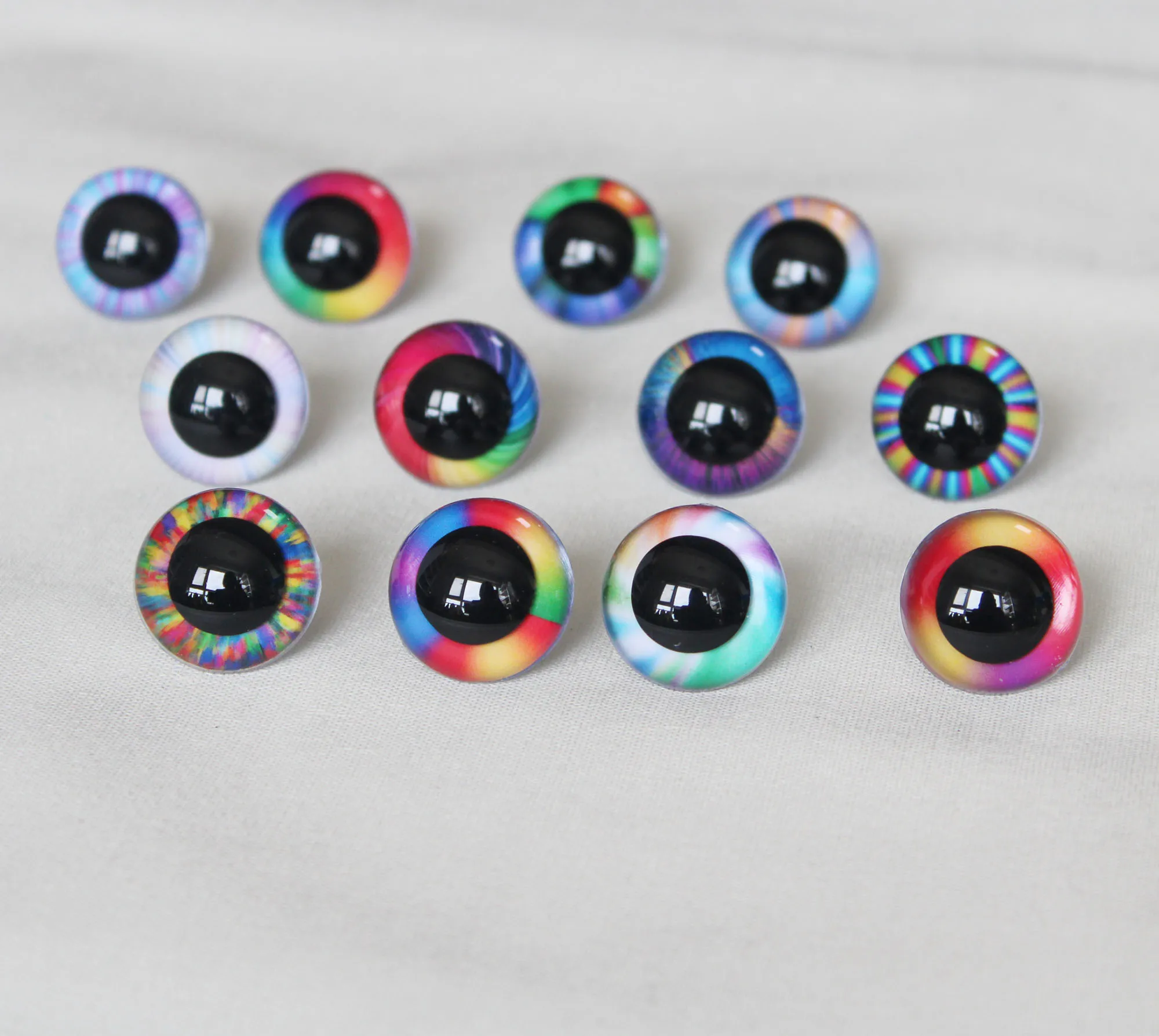 20PCS 9MM-20MM RAINBOW COLOR round toy safety eyes + washer for plush doll findings-size STYLE option -- R12