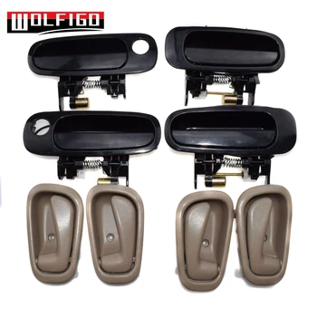 

WOLFIGO Set 8Pcs Front Rear Black Outside Black/Grey/Beige Inside Door Handles for Toyota Corolla 1998-2002