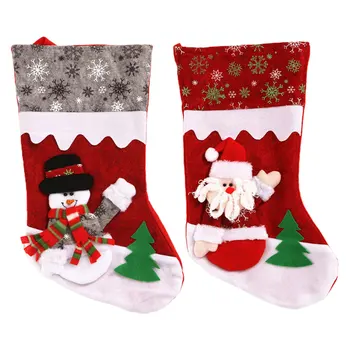 

2PCS Christmas Sock Gift Bags Non-woven 3D Doll Christmas Stockings (2 Styles)