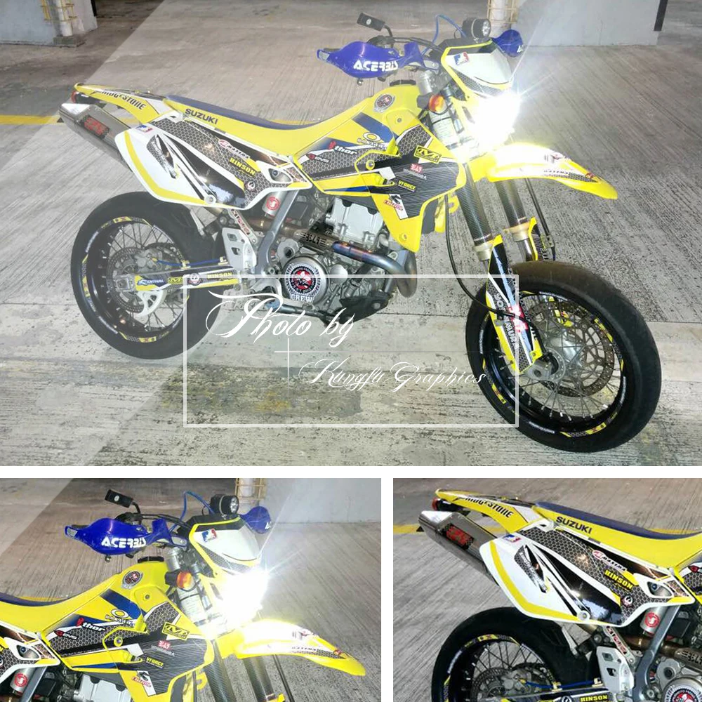 KUNGFU графические мотоциклетные наклейки MX наклейки виниловый комплект для Suzuki DRZ400SM DRZ 400 E Enduro 1999-(Стиль № SZDRSE9919004