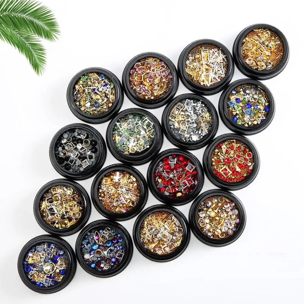 

DIY Faux Pearl Glitter Rhinestones Nail Art Sequins Patch Mixed Manicure Decor