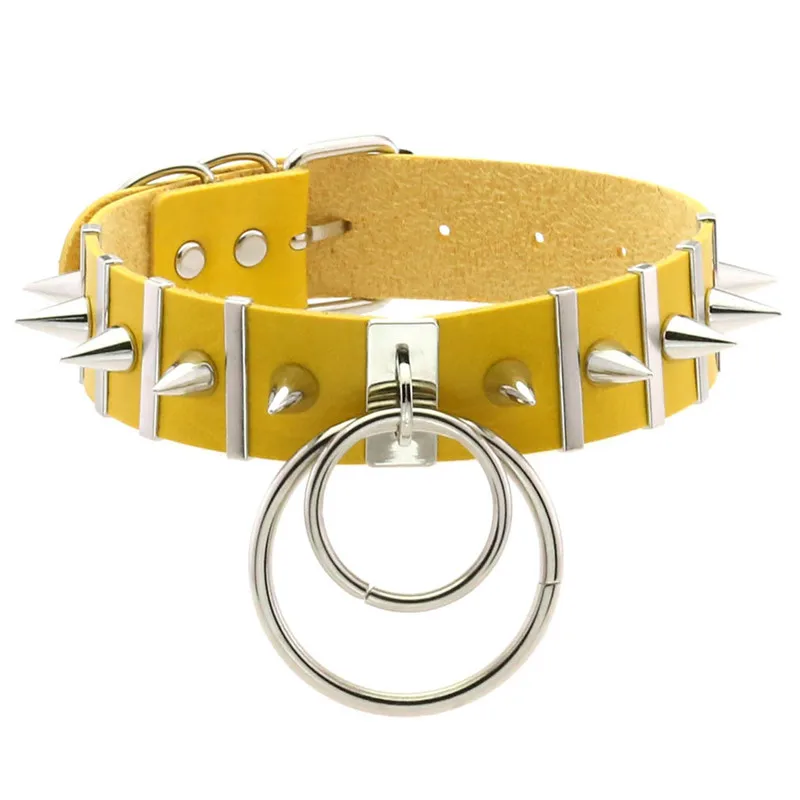 2024 Neue Damen Schwarzes Leder Choker Punk PU Leder Spike Halsband Nieten Halskette Gothic Schmuck 8