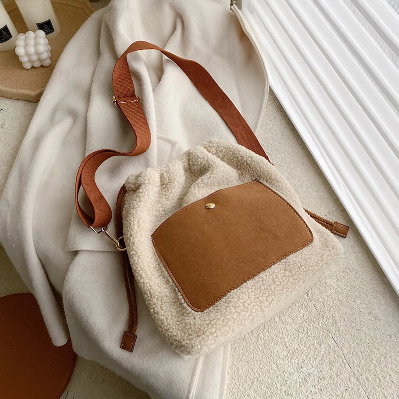 [BXX] Маленькая женская сумка через плечо из искусственного меха, зимняя теплая женская сумка через плечо, женские сумки и кошельки HJ274