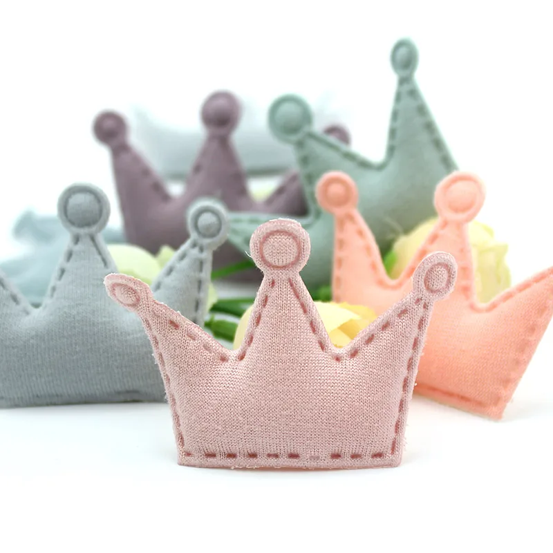 

24Pcs 4*5cm French terry Crown Padded Appliques for Baby headwear Decor crafts handmade Hairpin Ornament accessories wholesale