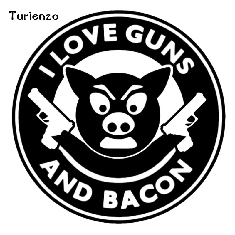 Turienzo 12.5cm*12.5cm Car Styling Animal I Love Guns And Bacon Funny Window Stickers CT-1079 | Автомобили и мотоциклы