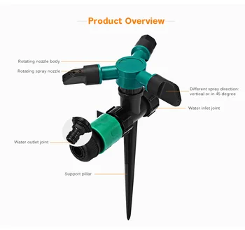 

Water Sprinkler System 360 Degree Rotating Spray Head Easy Installation Double-Pass Joint Design Water Sprinkler Rotating Spray