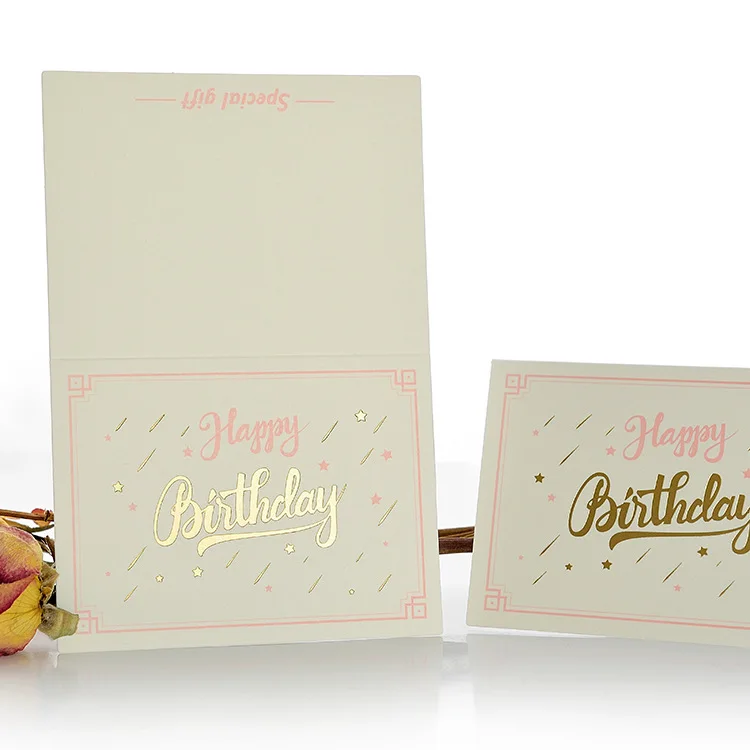 Креативные Цветы День Рождения открытка спасибо бизнес поздравление маленькая открытка конверт золочение День учителя выпечки поздравительная открытка - Цвет: happy 1
