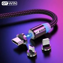 GTWIN Магнитный кабель Micro usb type-C кабель для iPhone samsung Xiaomi Магнитный usb кабель для зарядки USB-C Магнитный Телефонный Шнур зарядное устройство
